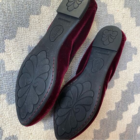 Born Rozalee Ballet Flat Women 8.5 Garnet Burgundy Red Cranberry Velvet Comfort - Picture 4 of 9